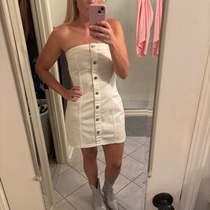 Abercrombie & Fitch White Strapless Jean Dress- Size M
